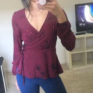 Floral wraparound long sleeved top